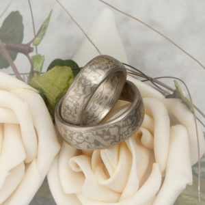 Leoparddamastringe Palladium Schneesilber Grüngold Silber Mokume Gane
