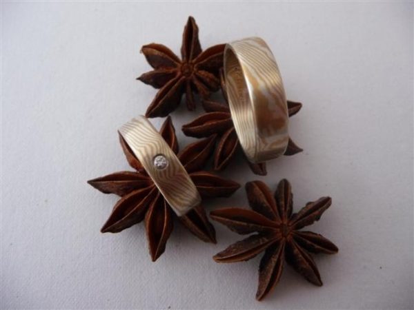 Mokume Gane Ringe mit Brillant